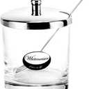 Glass Sugar Bowl with Lid Spices Bottles Jar with Stainless steel Spoon Serving for Spices Paprika, Salt,Cumin, 8 Ounces(225 Milliliter)