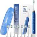 Aquasonic Vibe Series Ultra-Whitening Toothbrush  ADA Accepted Electric Toothbrush - 8 Brush Heads & Travel Case  40,000 VPM Motor & Wireless Charging - 4 Modes w Smart Timer  Sapphire Blue