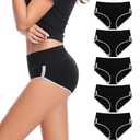 CAILECOTTON Womens Underwear Cotton Briefs for Women Plus Size Panties for Women Pack 5 Medium
