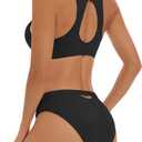 Beautikini Period Swimwear Sporty Two Piece Swimsuit Menstrual Leakproof Bikini Sets Bathing Suit for Teen Girls (Small, Black)
