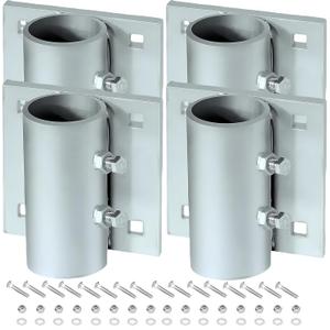 4 Pcs Dock Heavy-Duty Stationary Side Leg Pipe for Boat Dock Welding and Galvanized Finish, Dock Pipe Brackets Sleeve Holder for Pipe Pole Post, 7/16" Holes for 3/8" Carriage Bolts