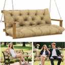 Porch Swing Cushions 60x40 Inch, 5" Extra Thick Waterproof Outdoor Swing Seat Cushion with Backrest & 8 Non-Slip Ties PP Cotton + Memory Foam Fill, Fade-Resistant 3-Seater Replacement for Patio Bench (Khaki)