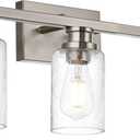 VINLUZ Bathroom Lighting Fixture in Brushed Nickel Finish,3 Light Wall Mounted Light with Seeded Glass Shade Indoor Metal Base Vanity Lights for Porch Workshop