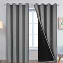 Yakamok 100% Blackout Curtains 90 Inches Long, 2 Thick Layers Heat and Full Light Blocking Soft Thermal Insulated Drapes for Bedroom(52"W x 90"L (Pack of 2), Grey