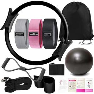 Nuplot Pilates Essentials Kit for Women - Better Yoga Pilates Kit for Home Workouts with Pilates Ring and Ball Set, Booty Bands, Figure 8 Resistance Band, Yoga Bands for Stretching