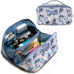 Bioworld Disney Stitch Poses All-Over Print 9" Blue Cosmetic Bag