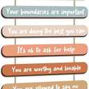 Yookeer Mental Health Reminders Wall Art Decoration Positive Psychology Affirmations Therapy Office Decor Occupational Therapy Gifts Wooden Hanging Wall Pediments Inspirational Gifts(Bright Color)