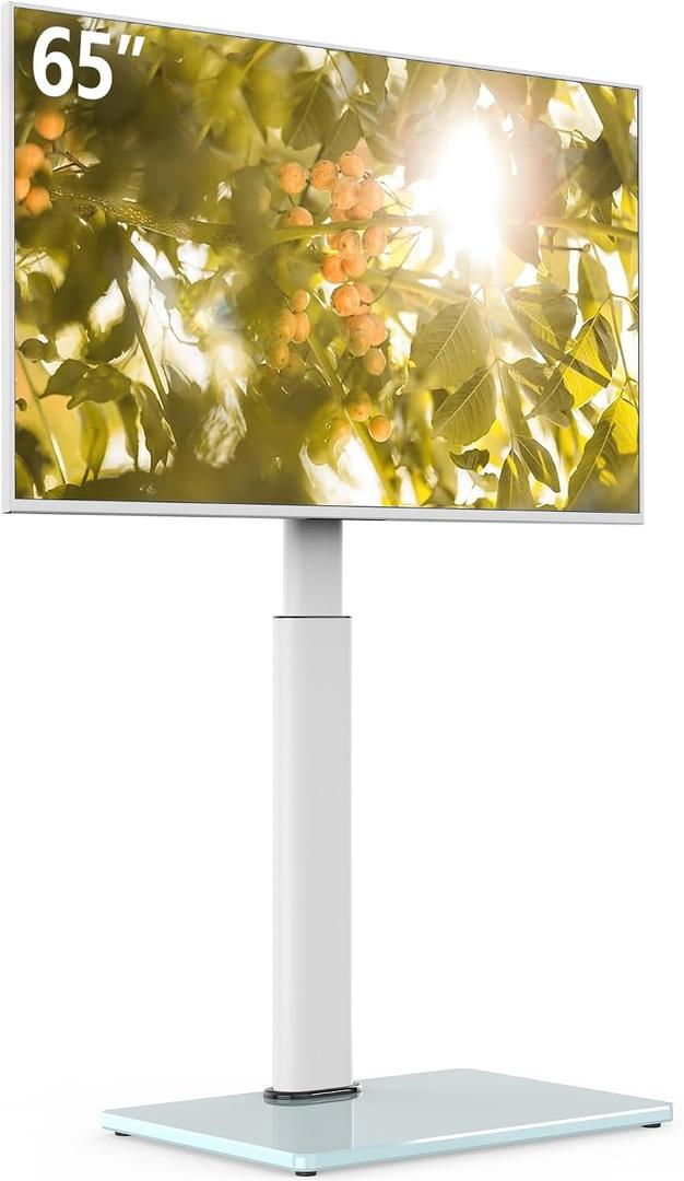 AOKCOS Swivel TV Floor Stand for 32-65 Inches TVs, 8 Level Height Adjustable Corner Small TV Stand Mount for Living Room/Bedroom, Holds up to 88 lbs,MAX VESA 400x400mm,White