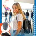 SARISUN Travel Pillow Combo with Chin Strap, Airplane Pillows with 3D Eye Mask for Sleeping, 360 Support Plane Head Strap for All Plane Seats, Long Flights Essentials, Stop Bobblehead, Red