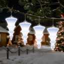 Lanpn 4 Pcs 12" Outdoor LED Ornament, Large Christmas Tree Shaped Bulb, Xmas Battery Powered Ball Lights Decor with Dark Sensor, Christmas Lighted Ornaments for Lawn Garden Yard Patio, White