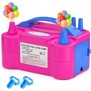 Electric Balloon Pump, Balloon Inflator Machine for Balloons at Home,Quick Inflation Dual Nozzle Balloon Blower Portable Air Balloon Pump Balloons Inflator for Kids Party Decoration (Rose Red)
