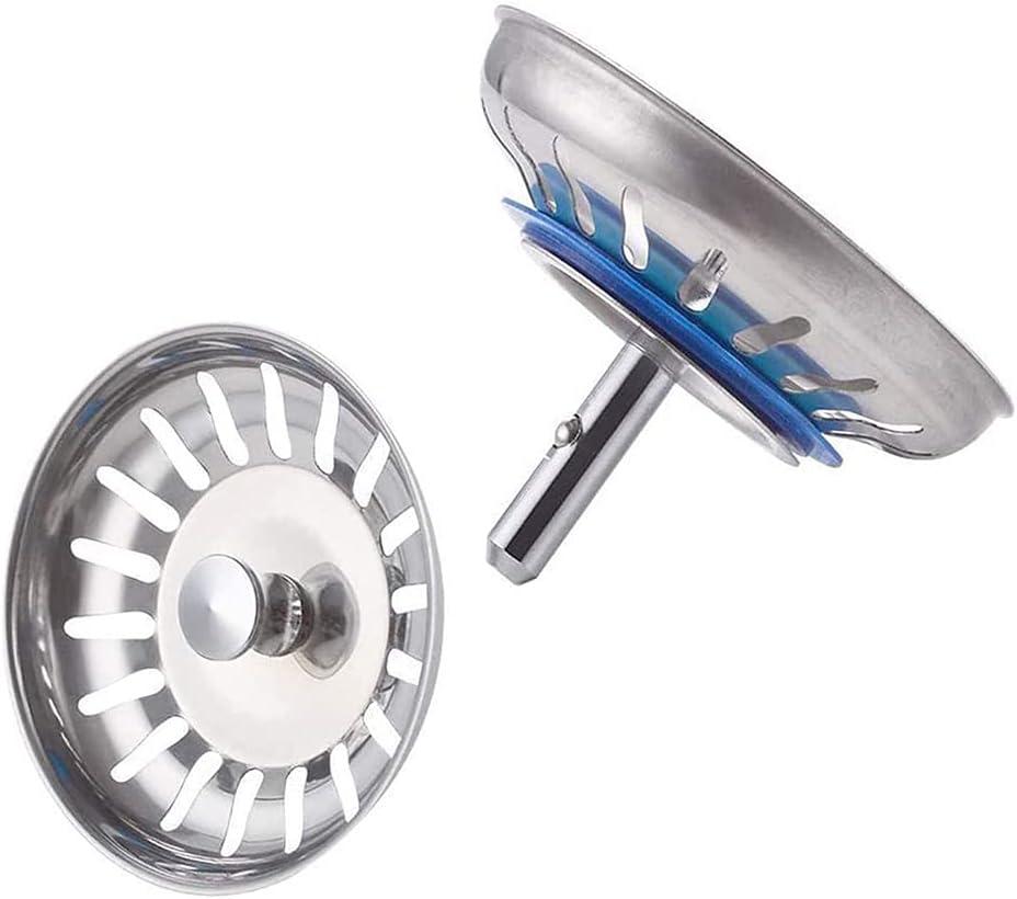Pack Of 2 Kitchen Sink Strainer Plug, 80mm 304 Stainless Steel Sink Plug Basket with Multiple Holes for Kitchen Bathroom Sinks