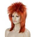 BESTBEL+Hair Cap 80s Rocking Diva Wig 70s Long Orange Mullet Wig Ginger Wigs for Women Long Spiky Wigs with Bangs Rocker Anime Funny Hair for Halloween Cosplay Womens Cosplay Outfit for Costume Party