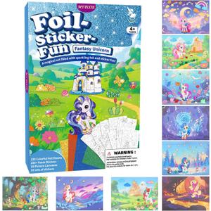 2 x MyPixie Foil Art & Fun - No Mess Princess Foil Crafts for Kids,Arts & Crafts Kits, DIY Creative Activity, Christmas Birthday Gifts for Girls 4 5 6 7 8 9 10 Year Old (Unicorn)