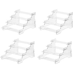 Display Risers, 4 Tier Perfume Organizer StandClear Cupcake Stand HolderDisplay Risers for Figures,Cake Shelves Retail (6.5inch-4 pack)