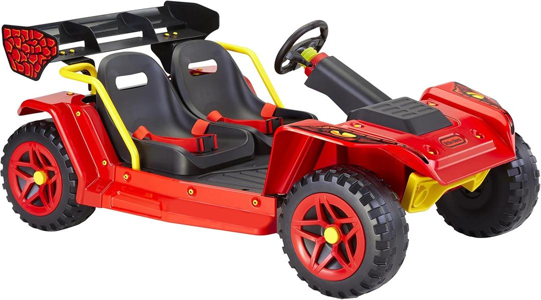Little Tikes Dino Dune Buggy 12V Electric Powered Ride-On with Portable Rechargeable Battery, Adjustable Seats, Seatbelts, for Kids, Children, Toddlers, Girls, Boys, Ages 3-6 Years, Multicolor