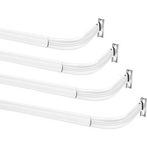 4 Pieces Adjustable Curtain Single Rod Heavy Duty Door Window Curtain Rod Pan Lid Organizer for Home Windows Doors kitchen Valance Sash Curtains (28-48inch)