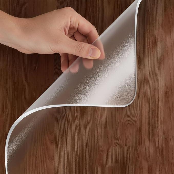 2mm Thick Clear PVC Table Cover Protector, Clear Plastic Table Cover Rectangle, Waterproof, Easy to Clean, Transparent Desk Pad Mat for Dining Room, Kitchen, Dresser, TV Cabinet(Frosted,38" x 72")