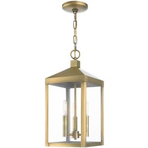 Livex Lighting 20593-01 3 Light Antique Brass Outdoor Pendant Lantern