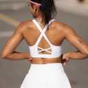 RUNNING GIRL Sports Bra for Women, Molded Cup High Impact Sports Bras for Women with Sewn in Pads (White, XXL)