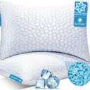 QUTOOL Cooling Bed Pillows for Sleeping Shredded Memory Foam King Pillows 2 Pack Gel Pillows King Size Set of 2, Support Yet Soft Adjustable Pillow for Side, Back Sleepers (White-cooling Basic)