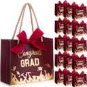 Tenceur 40 Pack Mini Graduation Gift Bag with Ribbon 5.5 x 2.4 x 4.7 Inch 2026 Congrats Grad Party Favor Bag Small Graduation Goodies Candy Snack Packing with Handle for Congratulation Decor, Wine Red