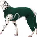 Kuoser Dog Surgery Recovery Suit, Professional Dog Surgical Suit for Back Legs, Soft Dogs Recovery Sleeve to Prevent Licking Biting Wounds, Dogs Onesie After Surgery Elbow Protector, Green L