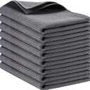 PY HOME & SPORTS 8 Pack Cotton Waffle Weave Kitchen Towels 17 x 25, Super Absorbent Kitchen Hand Dish Cloths for Drying and Cleaning (Dark Grey)