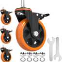 Caster Wheels Heavy Duty 5 Inch Stem Caster 2400Lbs, Threaded Stem Casters 1/2"-13 x 1(Stem Diameter 1/2", Stem Length 1"), Safety Locking Caster Set of 4, Industrial Castor Wheels for Cart,Furniture