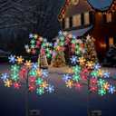 Glooglitter 2 Pcs Solar Christmas Snowflake Pathway Lights Outdoor Decorations 8 Modes 40 LED Solar Snowflake Stake Lights Waterproof 28" H Christmas Outside Decor for Garden Walkway Porch Yard