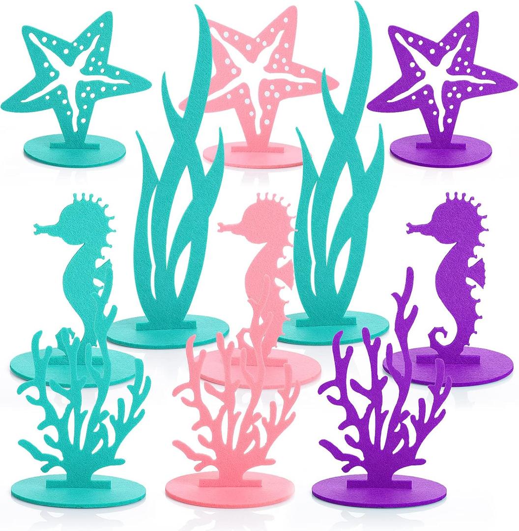 Prasacco 22 Pcs Ocean Party Decoration, Felt Table Centerpiece Under the Sea Party Decorations Supplies for Ocean Theme Mermaid Birthday Party DIY Baby Shower Decoration
