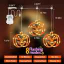 YOUNGAR Thanksgiving Pumpkin Window Lights, 6FT 48 LED Battery/USB Powered with Timer, Waterproof with 8 Modes Memory for Home Bedroom Birthday Party Indoor Outdoor Decor, Orange