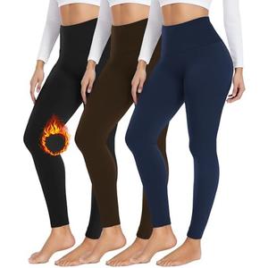 FULLSOFT 3 Pack Seamless Fleece Lined Leggings Women High Waisted Workout Winter Warm Thermal Yoga Pants