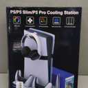 PS5 Stand Cooling Station for PS5/PS5 Slim Console, PS5 Accessories Vertical Stand with 2.36in Large P5 Fan Cooling Fan, Colorful Light, Dual Controller Charger, Headset Holder, 3 Charger Port-Black