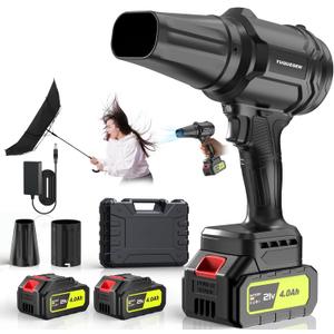 Cordless Leaf Blower, 600000RPM Handheld Leaf Blower with 2 X 4.0Ah Batteries & Charger, Lightweight Leaf Blowers for Patio Cleaning, Lawn Care, Leaves, Dust (Jet Black)