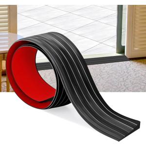 Rubber Door Threshold Ramp Self-Adhesive Rubber Ramp for Door Threshold 2/5 Inch Rise for Wheelchair Scooter Doorway Floor Tile Threshold Transition Strip Reducer (Black, 2 in Wide x 6.6 Ft Long)