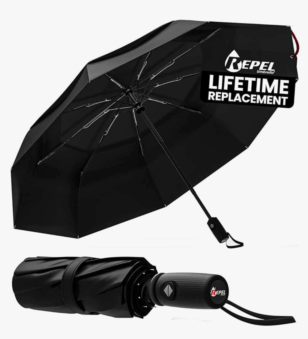 Repel Umbrella – Engineered to Withstand 85MPH Winds – Chosen by Wirecutter 2025 as Strongest Travel Umbrella for Rain - Auto Open Close, Compact, <1lb, Durable & Waterproof Design