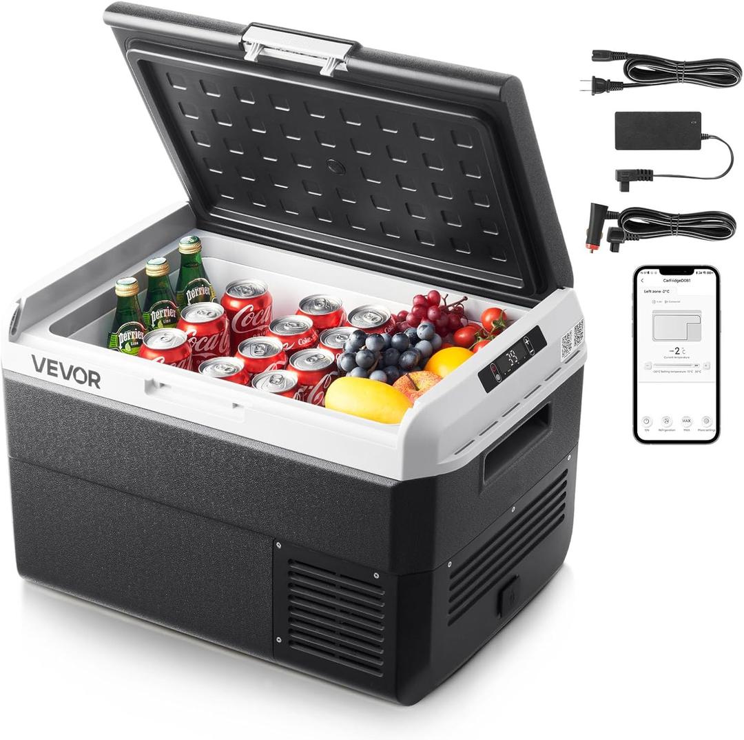 VEVOR 12 Volt Car Refrigerator, 42.3QT/40L Car Fridge, Portable Electric Cooler with -4~68 Adjustable Temperature, 12/24V DC and 100-240V AC Compressor Freezer for Outdoor, Camping, Travel, RV