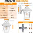 FUDESY Dusk to Dawn Outdoor Wall Lantern, Exterior Sensor Porch Light Wall Mount with LED Bulb, Waterproof Anti-Rust Wall Sconce Lighting , White Outside Light Fixtures for Hose, Front Door, Garage