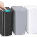 3 Pack 4 Gallon Bathroom Small Trash Can with Lid, 15L Slim Garbage Bin Wastebasket with Pop-Up Lid for Bedroom, Office, Kitchen, Dorm, Fits Under Desk