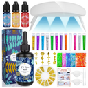 UV Resin Kit with Light, 200g Ultraviolet Fast Curing UV Epoxy Resin Set with UV Light Crystal Hard Type Resin Glue Jewelry Making Supplies Starter Tools for Adult DIY Craft Molds Necklace Pendant