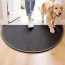 Door Mat 36" x 24", Half Circle Non Slip Washable Entry Rug, Low Profile Absorbent Doormat for Front Door, Back Door, Entryway, Kitchen – Soft Semicircle Indoor Floor Mat, Grey
