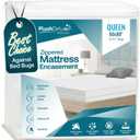 PlushDeluxe Premium 100% Waterproof Mattress Encasement, Breathable Soft Cotton Terry Surface (12"-15" Deep, Queen 60X80)