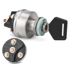 MGI SpeedWare 4-Position Universal Ignition Key Switch for 12V Car, Truck, Tractor, Trailer, Forklift - Acc/Off/IGN/(Start)