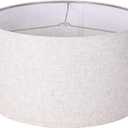 Wellmet Self-assembly Lampshade, Linen, 18" Top x18" Bottom x12" High, Drum Lampshade for Table Lamp, Bedside Lamp, Floor Lamp, Fabric Replacement Lamp Shade Classic Modern Style, Spider Fitter