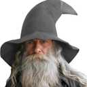 HOMELEX Black Witch Hat Adult Wizard Hat Sorcerer Accessories Halloween (Grey)
