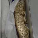 Trary Mary Jane Shoes Women, Hollow Flats for Women, Ballet Flats Shoes Round Toe Mary Jane Flats, Ankle Strap Spring Summer Shoes Dressy Comfortable (7, Gold)