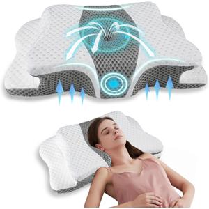 Pain Relief Cervical Pillow for Neck Support,Adjustable Ergonomic Pillow Cozy Sleeping,Odorless Orthopedic Memory Foam Pillows,Contour Bed Pillow for Side Back Stomach Sleeper (Queen Size-24.8''Lx14.96''Wx5.78''H, Grey)