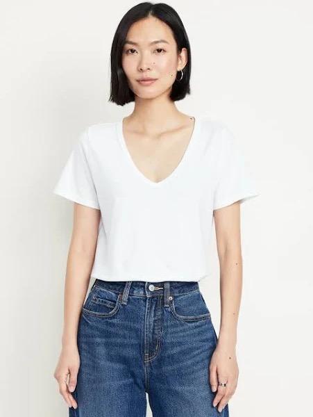 Women's T-Shirt, Fashion V Neck Short Sleeve Tops Loose Casual Tee Summer Basic Top, Size M