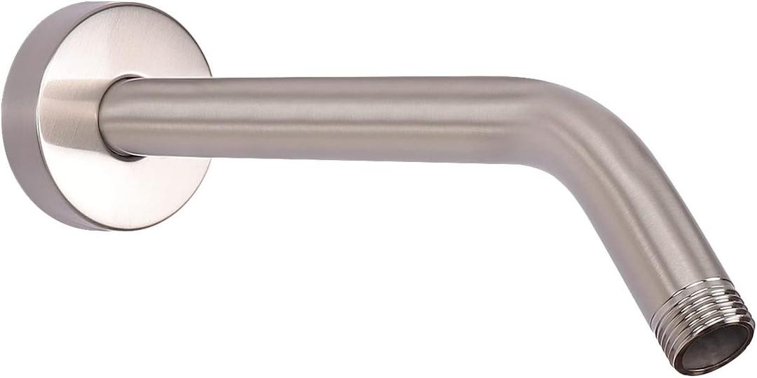 HarJue Shower Arm with Flange and Teflon Tape, Wall Mounted Shower Pipe 304 Stainless Steel Extension Arm for Fixed Shower Head & Handheld (8 Inch, Brushed Nickel)